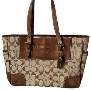 Coach Signature Gallery Tote 1443 Jacquard Suede
